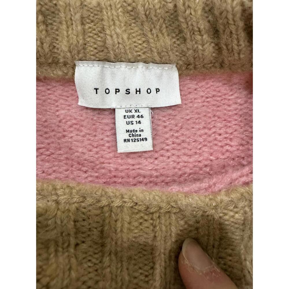 Topshop Supersoft Brown Stripe Fuzzy Brushed Knit Crewneck Sweater- Size 14 - Picture 6 of 9